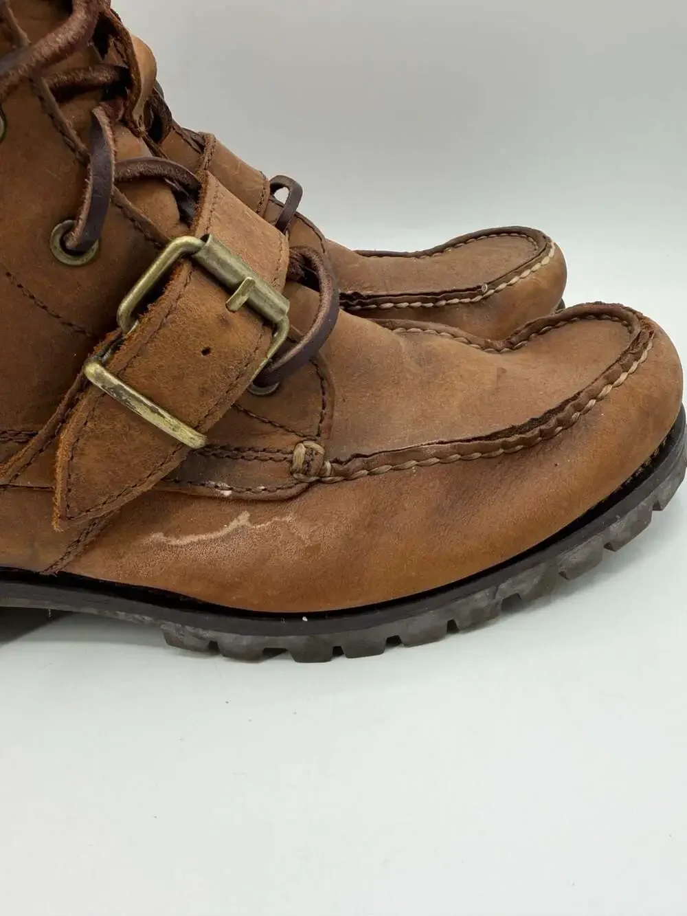 Polo Ralph Lauren Ranger Boots Mens 9.5D Brown Leather Moc Toe Buckle